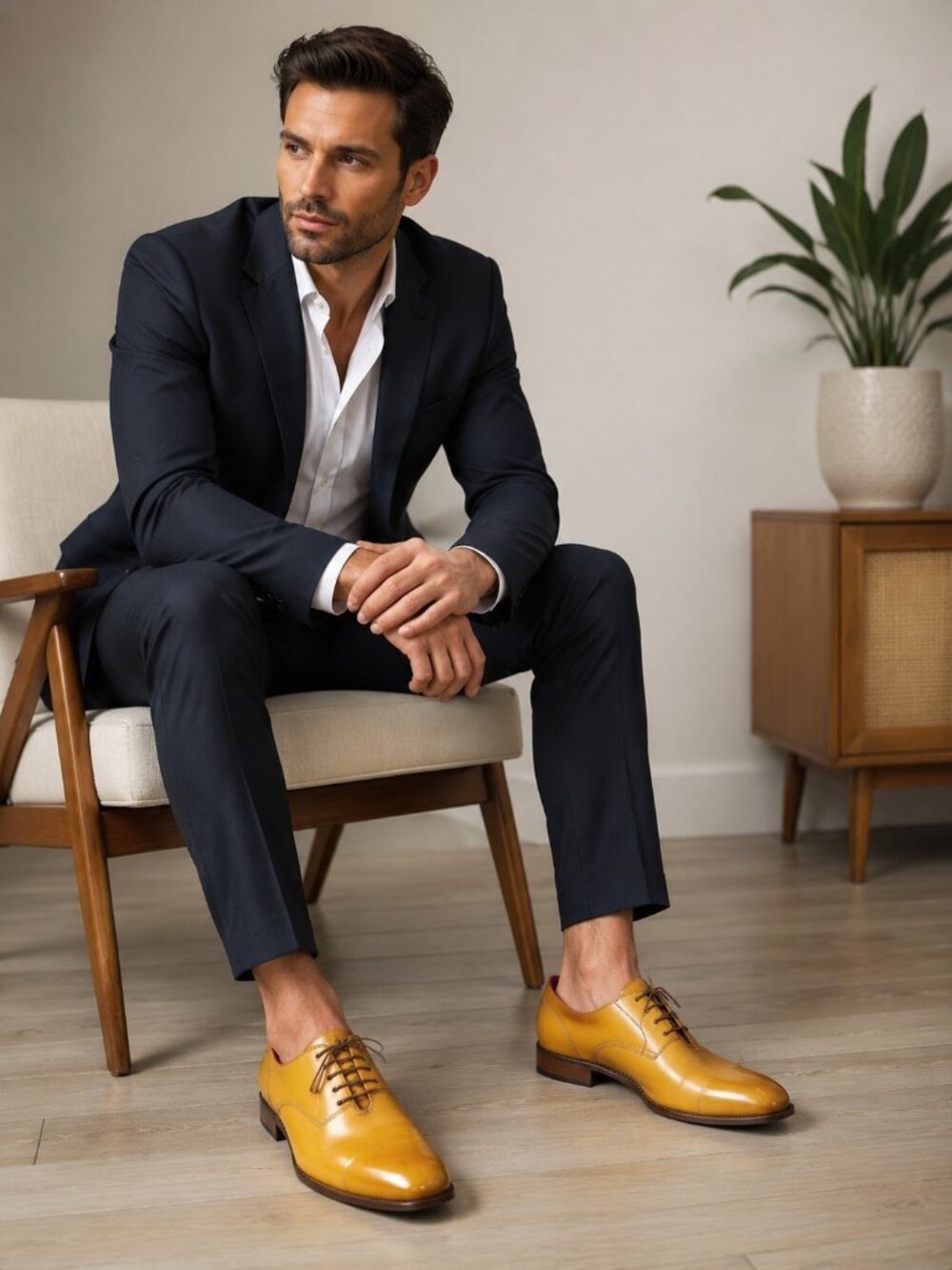 Lethato Men's Handmade Leather Oxford Stitched new Shoes 11.5-12 mustard yellow